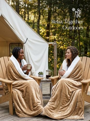 Utopia Bedding Reversible Plush Sherpa Blanket Queen Size Camel, 90x90 Inch