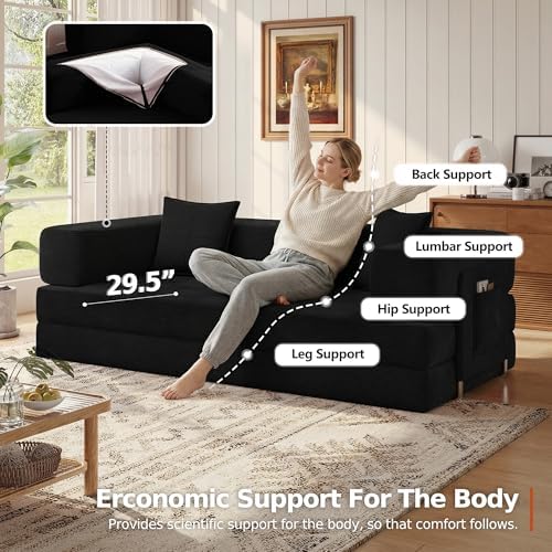 MoonSpeak 78.8'' Futon Sofa Bed, Boneless Couches for Living Room