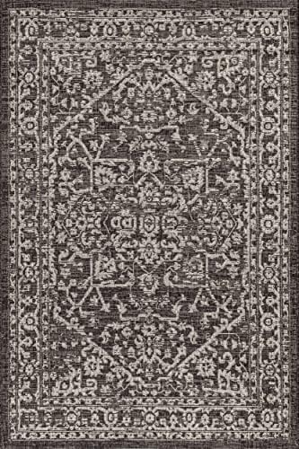 JONATHAN Y Boho Medallion Indoor Outdoor Area Rug 8X10 Black/Gray, Malta Text...