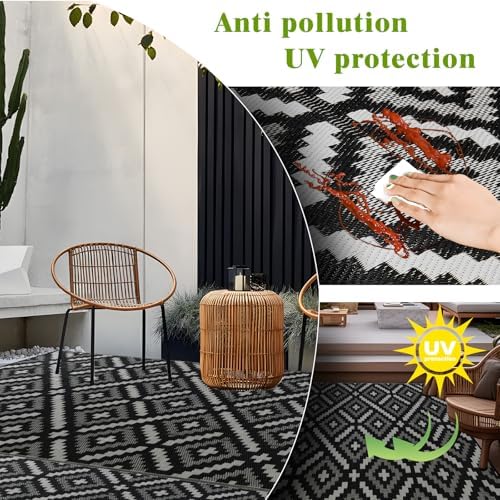YONILE Outdoor Rug 6x9 ft Waterproof, Reversible Outdoor Plastic Straw Rug