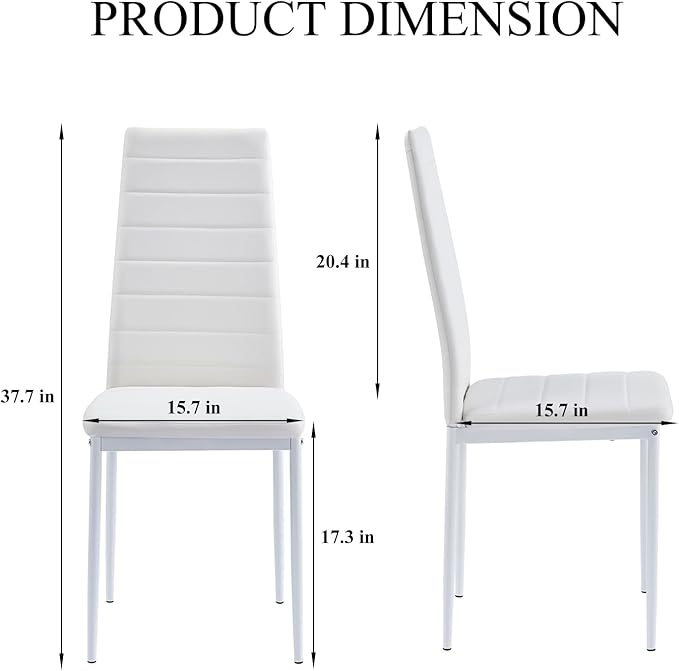 PU Dining Chairs Set of 4, Modern Kitchen & Dining Room Chairs Faux Leath...