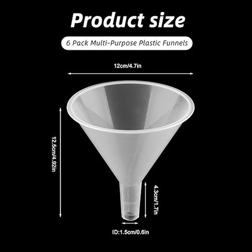 6 Pcs 4.7 Inch Wide Mouth Plastic Funnels, Easy and Smooth Content Transfer - Image 2