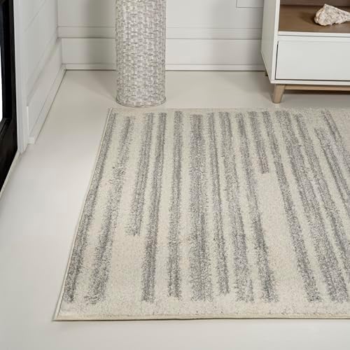 JONATHAN Y Khalil Modern Berber Stripe Cream/Gray Indoor Area Rug, 8x10, Cont...