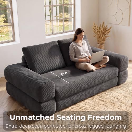 LIKIMIO FlipNest 3-in-1 Convertible Sleeper Sofa, Dark Grey