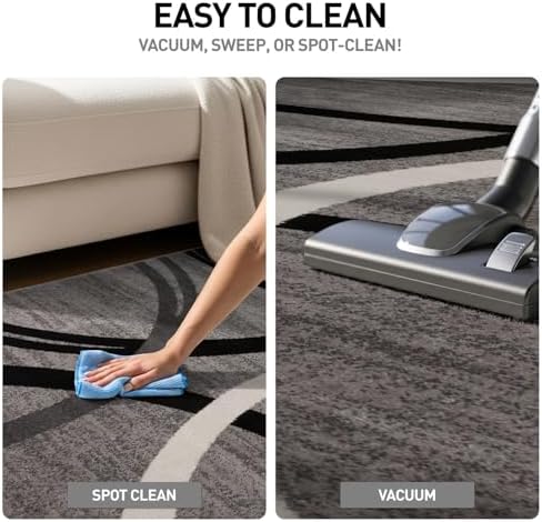 Rugshop Wavy Circles Fade-Resistant Living Room Area Rug Gray 5'3" x...