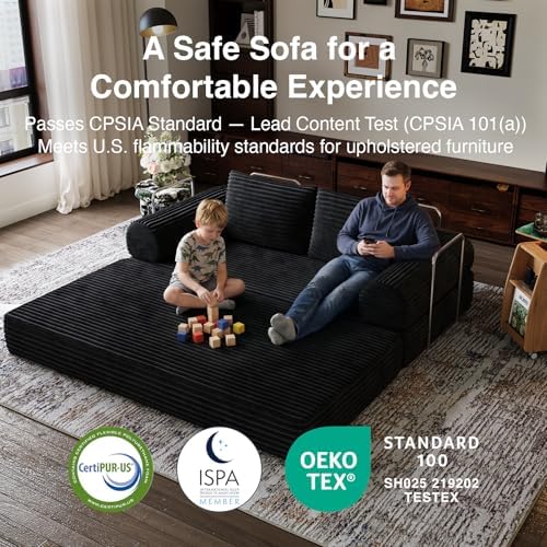 Novilla 75" Convertible Futon Sofa Bed, Boneless Couch with Smarts Coil®...