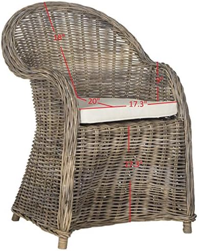 SAFAVIEH Furniture - Zane Club Chair - 17.3" Seat Height - Grey - Rattan...