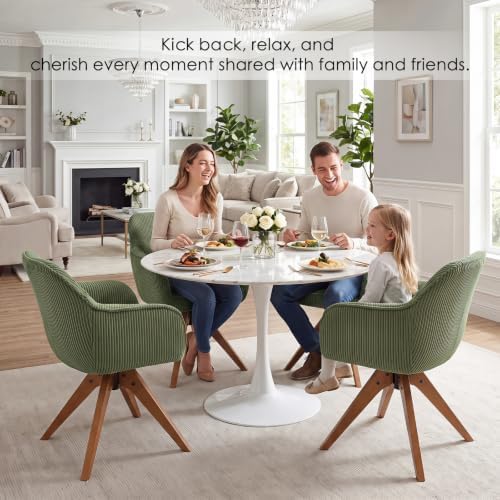 Furniliving Swivel Dining Chairs Set of 2, Mid Century Modern Corduroy Swivel...