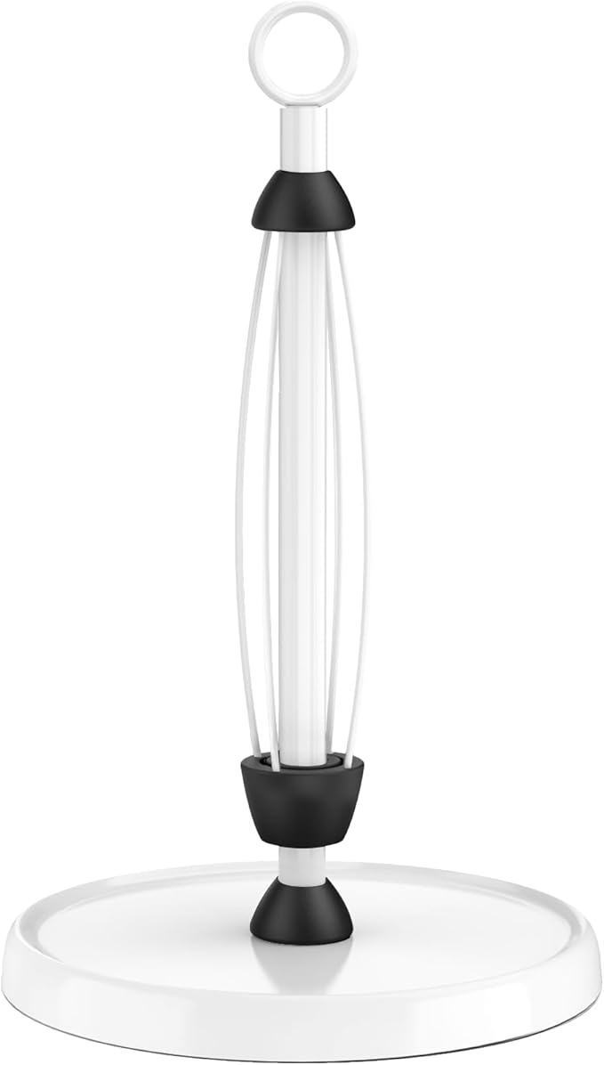 White Paper Towel Holder Countertop, One-Handed Tear, Stainless Steel, Weighted by HZE