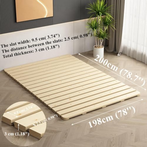 Foldable Floor Bed Frame for Japanese Futon Mattress King Size