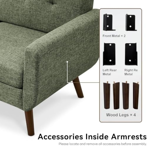 Tbfit 65" W Loveseat Sofa, Mid Century Modern Couches Love Seats for Liv...