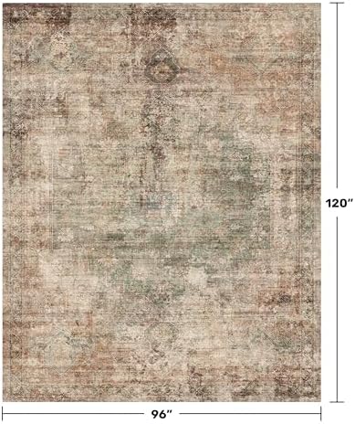 Farmhouse Floor Rugs for Living Room - Brown and Green Dining Room Area Rugs ...