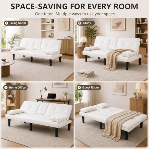 67"Modern Futon Sofa Bed,Convertible 3 in 1 Sleeper Bed Couches with Adj...