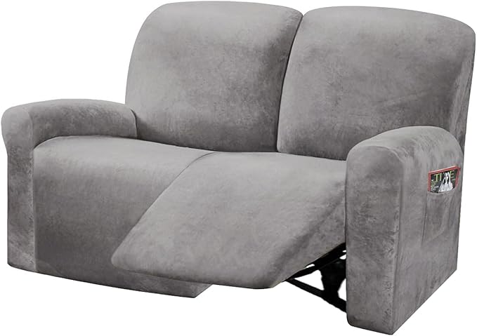 ULTICOR Reclining Love Seat Slipcover, 6-Piece Velvet Stretch Loveseat by ULTICOR