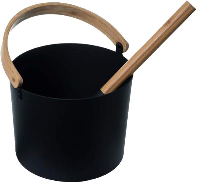 Sauna Bucket and Ladle Set, 1.85 Gallons Large Aluminum Sauna Bucket