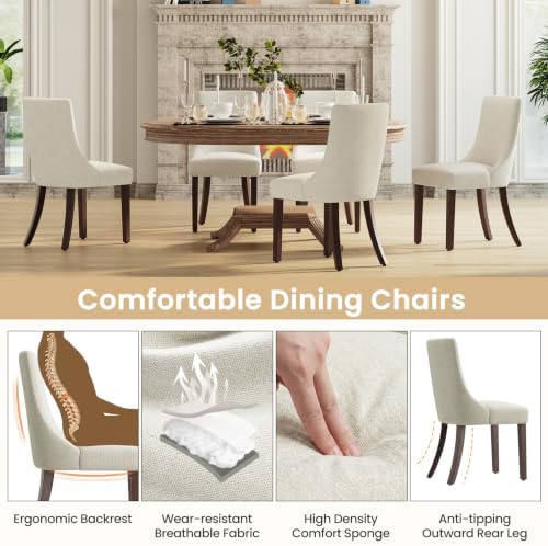 MALOL Wooden Dining Chairs Set of 2, Upholstered Kitchen & Dining Room Ch...