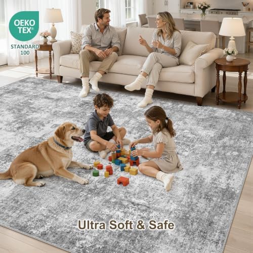 10x14 Area Rugs for Living Room, Washable 10x14 Rug Large Low Pile