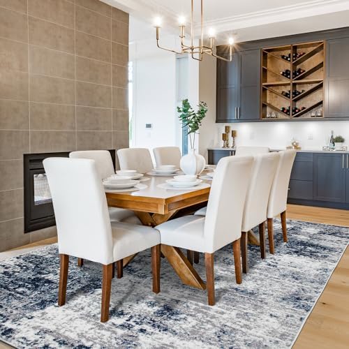 Rugshop Distressed Modern Bohemian Abstract Area Rug Blue 7'10" x 10...