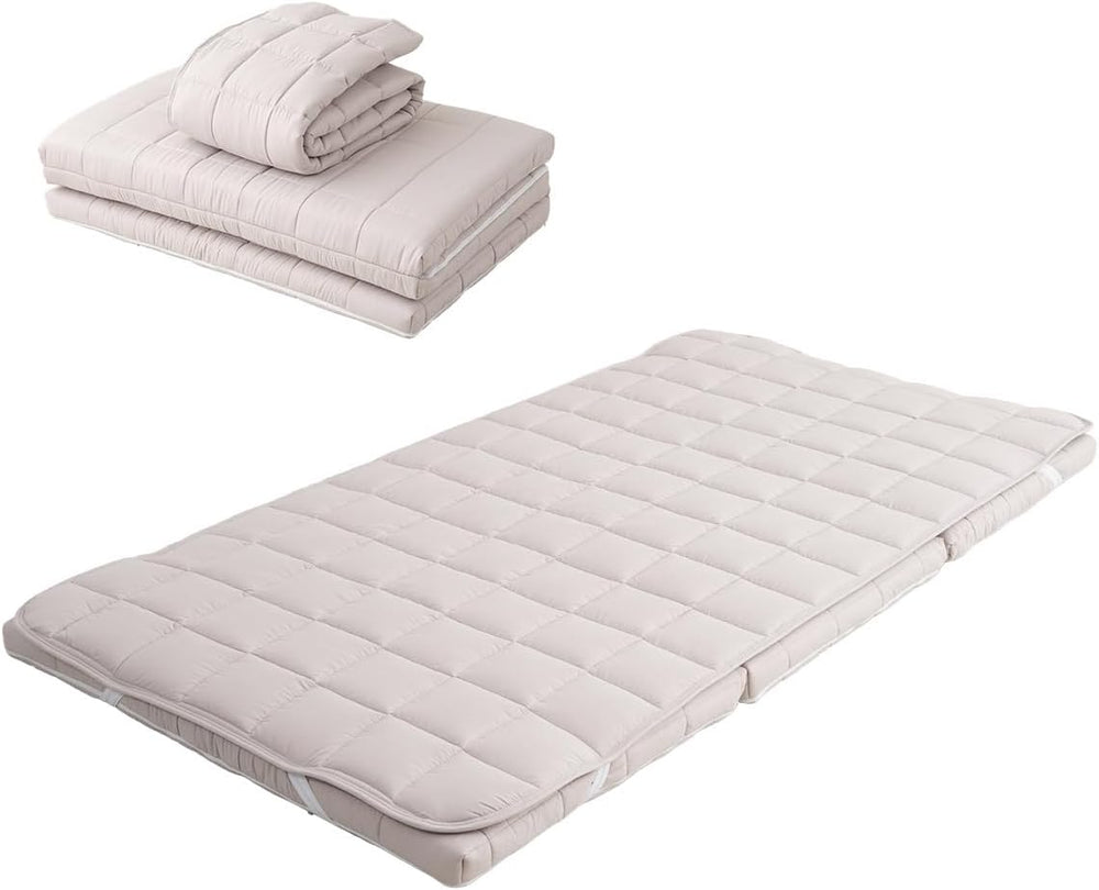 EMOOR Japanese Tri-fold Futon Mattress Machi with Mattress Pad Twin Gray, Gus...