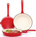 Hisencn Enameled Cast Iron Frying Pan Set, 3 Piece Set of 8''/9.5''/11'' by Hisencn