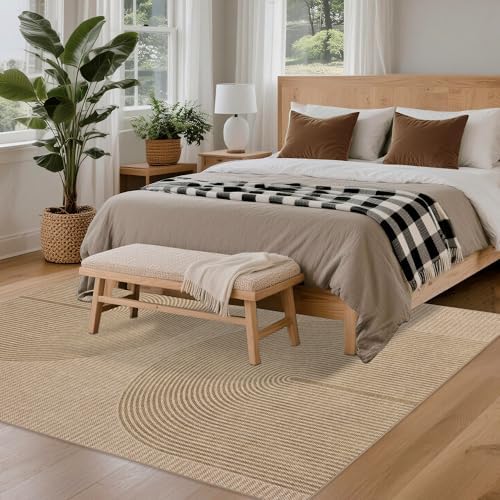 Easy Jute Rug for Pet Homes: 5x7 Outdoor Rug - Geometric Arch Pattern