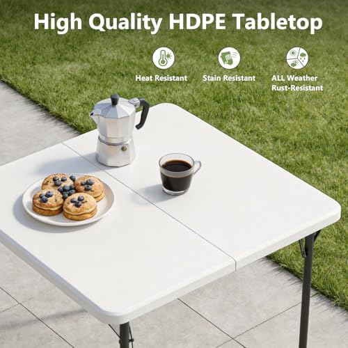 Folding Table, 36 Inch Square Foldable Card Table with Carrying Handle, Heavy...