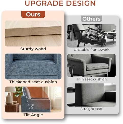 TLSUNNY Accent Chair, Mid Century Modern Living Room Chairs