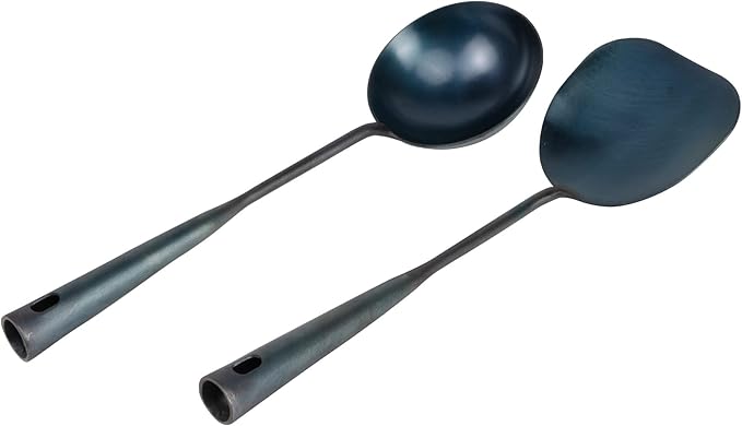 ZhenSanHuan Chinese Traditional HandMade Iron Spatula & Ladle Wok Tool Set by %E8%87%BB%E4%B8%89%E7%8E%AF