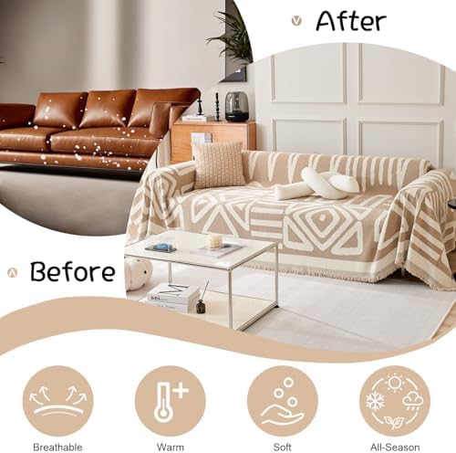 VClife Boho Sofa Cover for Oversize Sofa Thick Soft Chenille Sofa Slipcover