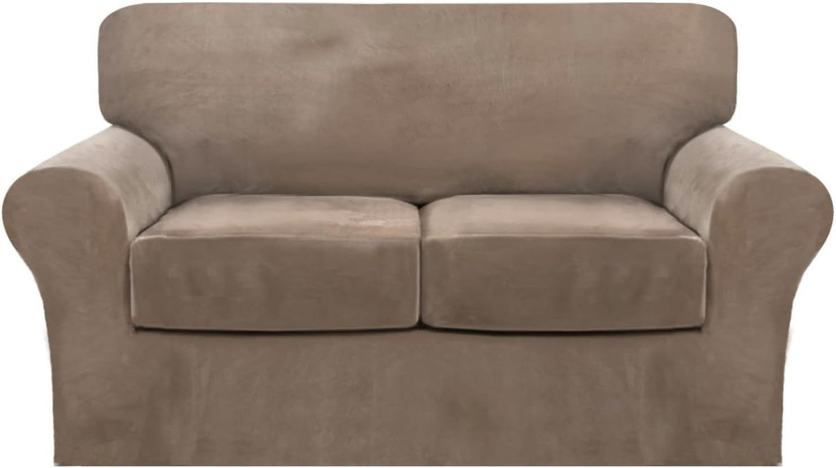 fantasdecor 3 piece sofa covers velvet for 2, main product view