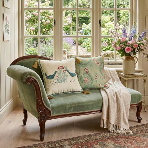 patdrea French Vintage Linen Throw Pillow Cover,18"x18",Set of 2-Cecilia E