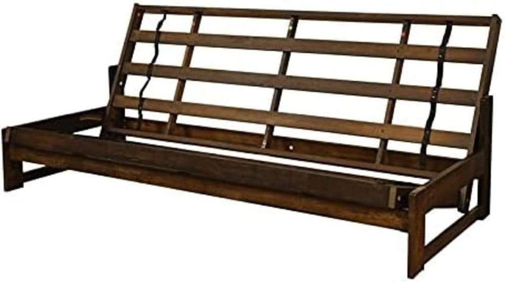 HomeStock Full Size Futon Frame Set - Convertible Sofa Bed - Hardwood Mocha F...