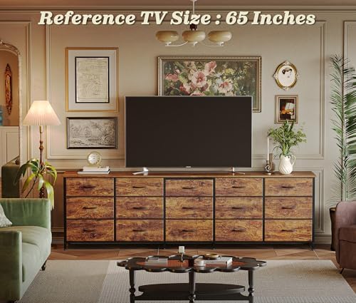 Huuger 78.7 inch Long Dresser for Bedroom, 15 Drawer Fabric Dresser for Close...
