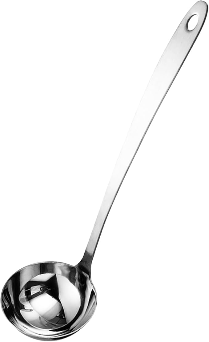 Professional Stainless Steel Soup Ladle, 10.5" Comfort Grid, Long Ergonomic by VOLTOLOGY