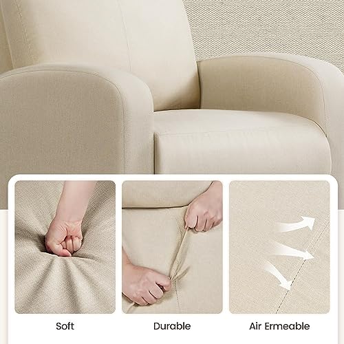 Topeakmart Fabric Recliner Chair Home Theater Seating with Footrest Beige