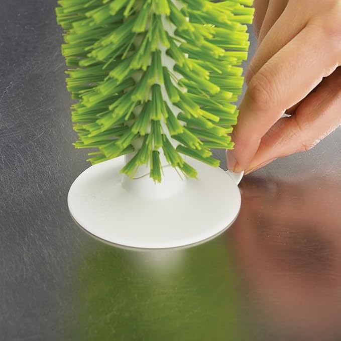 Brush-Up Glass Brush with Suction Cup Upright Stays in Sink Bristle Scrub - Image 4