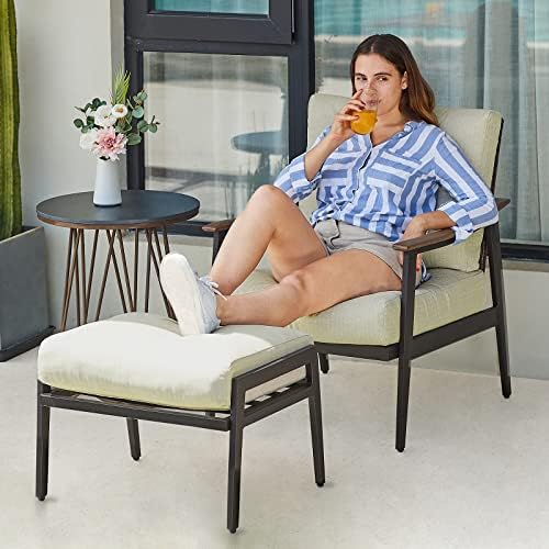 NATURAL EXPRESSIONS Patio Outdoor Chair with Ottoman, Wicker Backrest