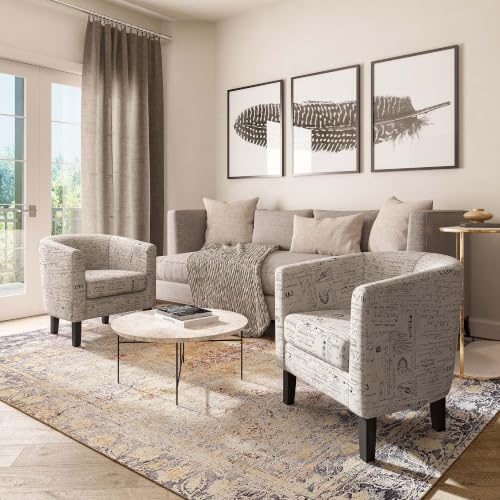 BELLEZE Accent Barrel Chair, Linen Round Chair Club Tub Sofa Corner Chair wit...
