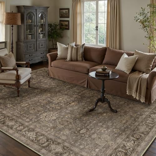9x12 Dark Brown Vintage Area Rug