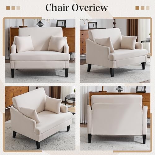 Bezseller 41'' Oversized Accent Chair with 2 Pillows, Beige