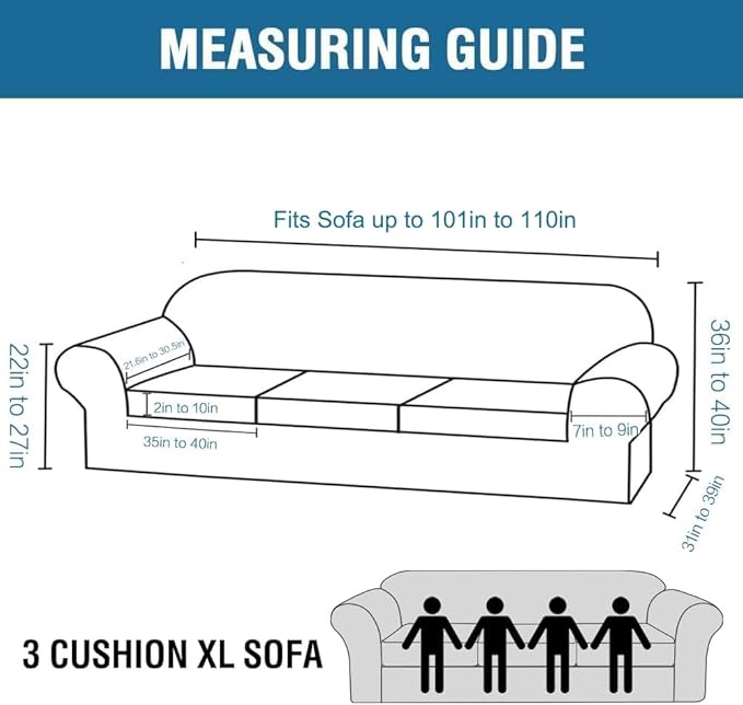 4 Piece Stretch Sofa Covers for 3 Cushion Couch Covers Furniture Slipcovers for - Image 2