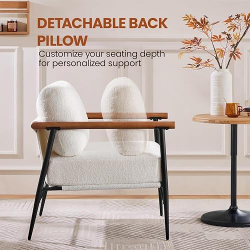 Yaheetech Accent Chair, Modern Living Room Chair, Ivory