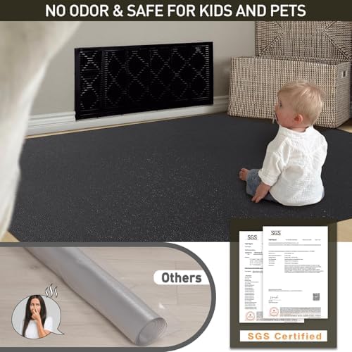 Area Floor Mat for Home, 5'×7' Large Black Waterproof Vinyl Area Rug