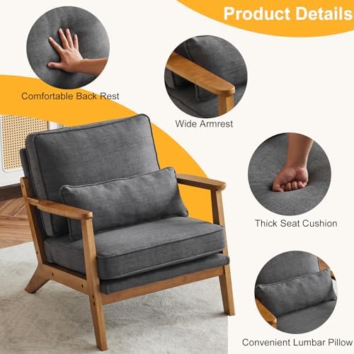 Karl home Mid-Century Lounge Accent Chair, Gray