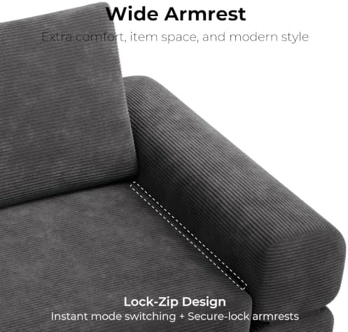 LIKIMIO FlipNest 3-in-1 Convertible Sleeper Sofa, Dark Grey
