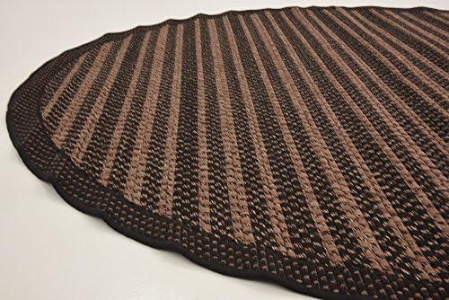 Unique Loom Outdoor Border Collection Area Rug - Checkered (6' Round, Bro...