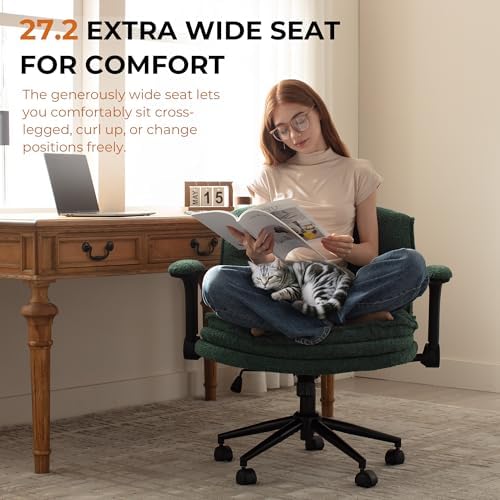 Dowinx Criss Cross Chair with Adjustable Flip-up Arms and Wheels, Comfort Erg...