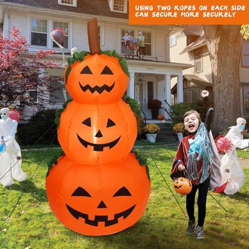 6FT H Halloween Inflatable Stacked Pumpkins Blow up Pumpkin Stacked with Buil...