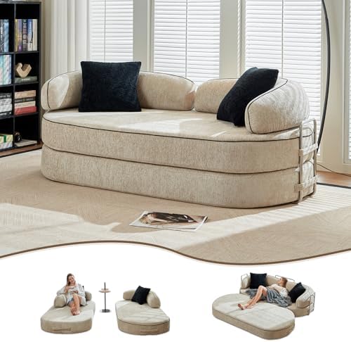 4-in-1 Folding Convertible Sofa Bed, 78 Inch Compression Oversized Corduroy U...