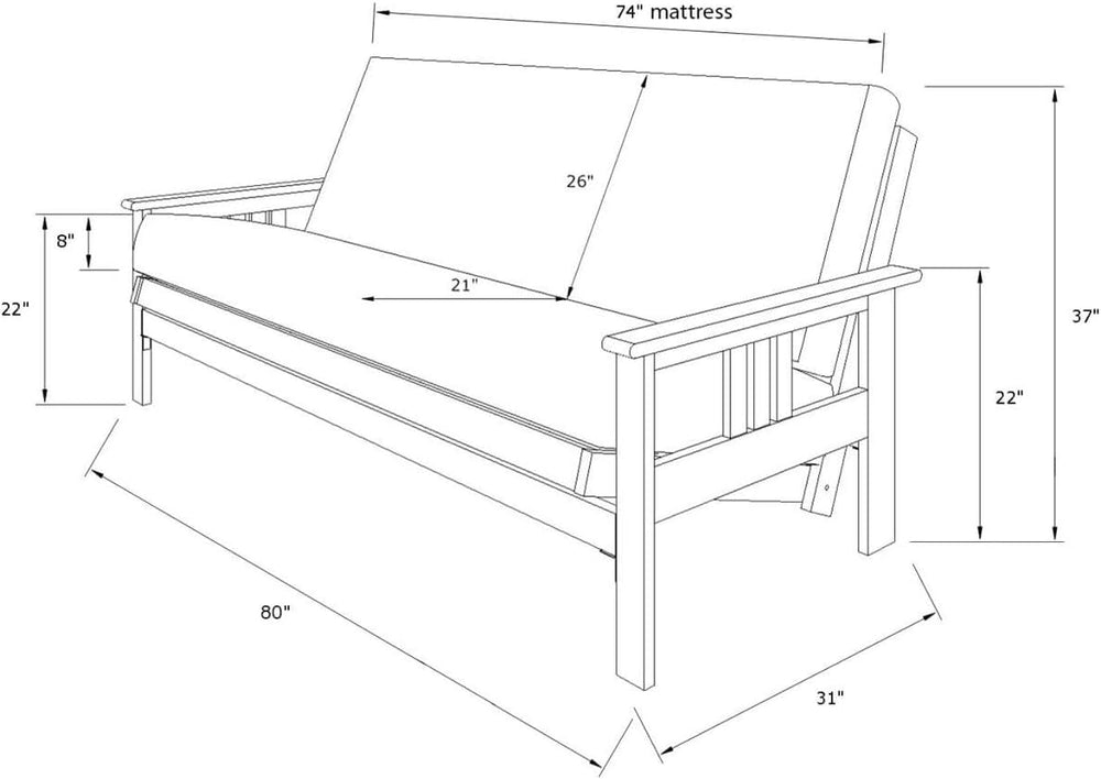 HomeStock Wood Futon Frame with Mission Style Arms Foldable Butternut/Full Fr...